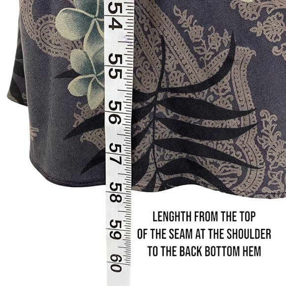 Hilo Hattie Hawaii Maxi Dress | L | Gray | 100% Silk | Tropical Beach Wedding - Picture 8 of 8